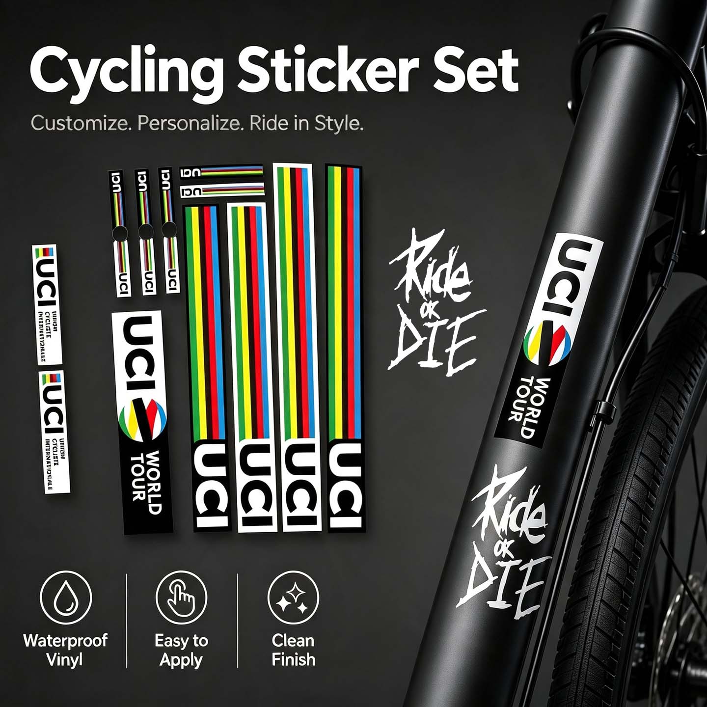Mountain Biking Uci - Set di Adesivi Decorativi Fai-da-Te UCI